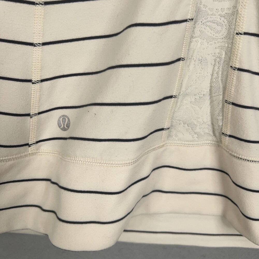 Lululemon Shirt Womens 6 Beige Stripe Full Tilt Long Sleeve Angel Wing - Picture 11 of 15
